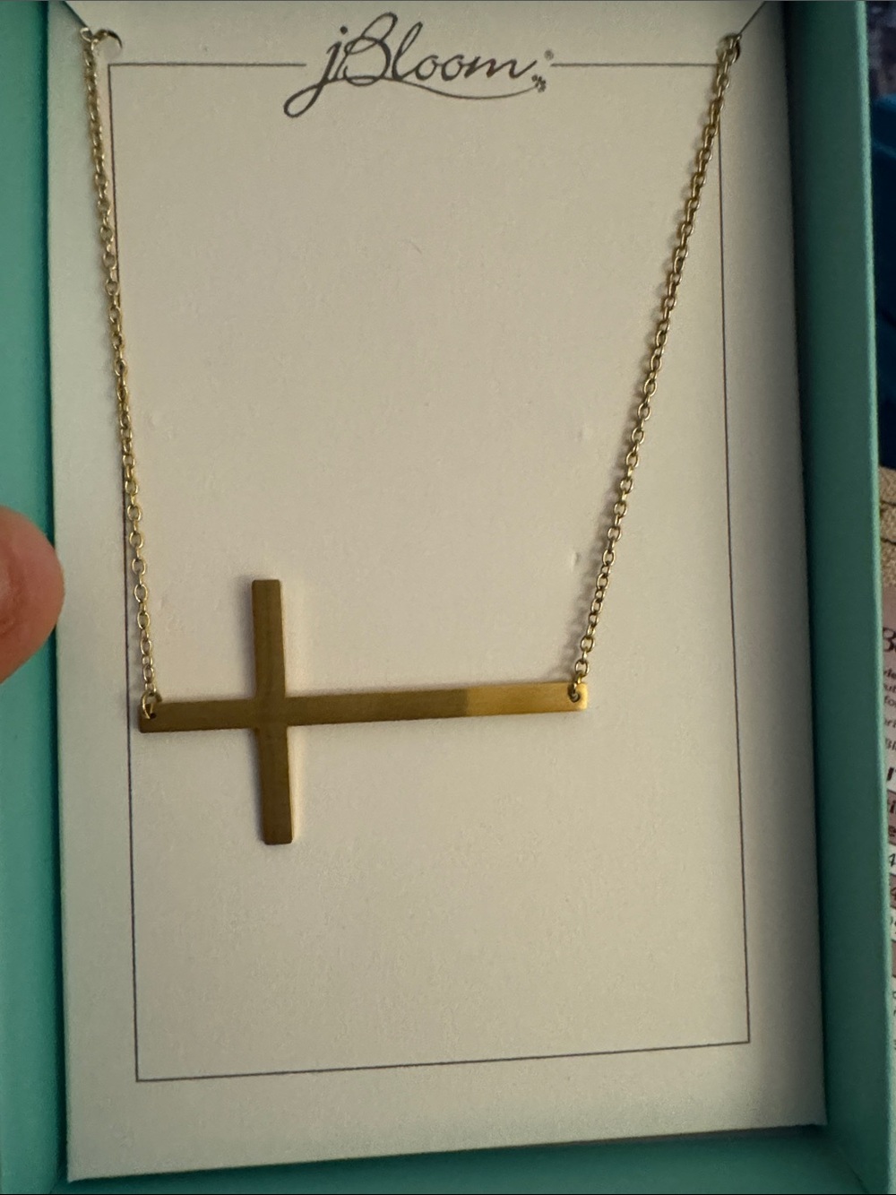 bloom Naomi Stainless Steel Gold Horizontal Cross Necklace Women Fashion Jewelry